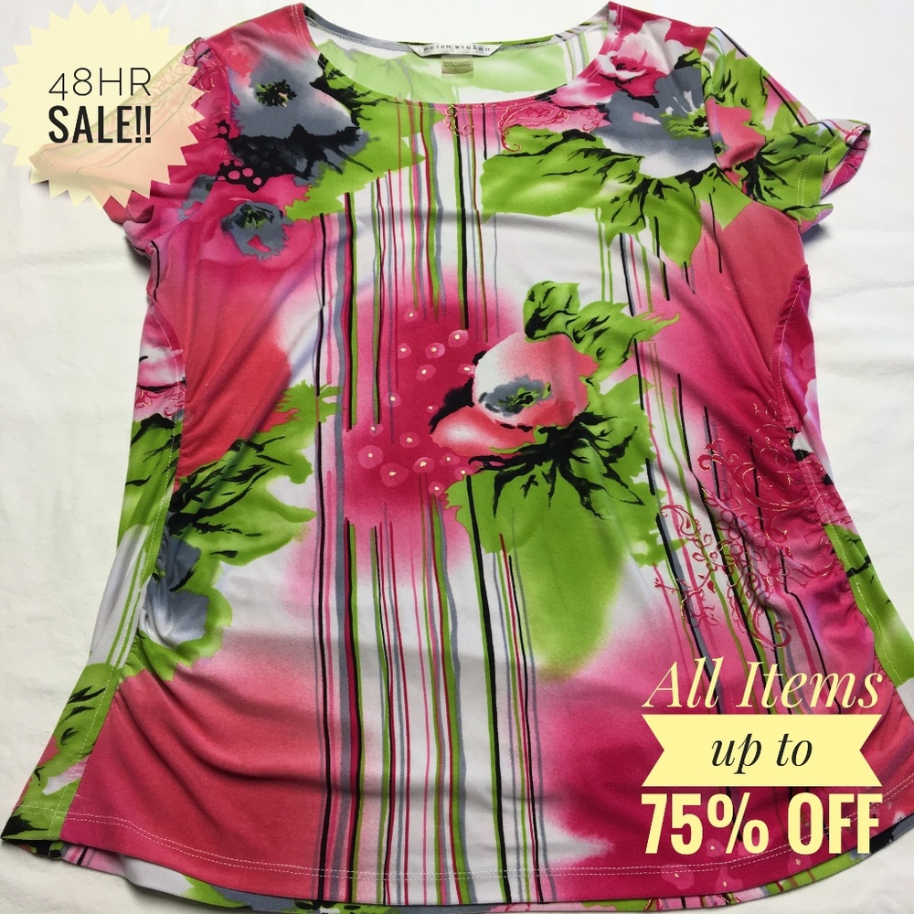 PETER NYGARD LARGE FLORAL DESIGN BLOUSE EUC/LN